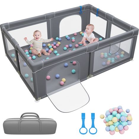 Magicfox – Parc bébé rectangulaire 200 x 150 x 68 cm – Tissu Oxford 300D non toxique – 50 boules incluses – Ventouses antidérapantes (1/4)