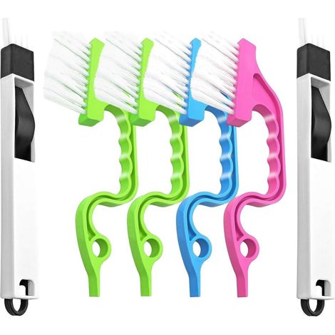 Lot de 6 brosses de nettoyage pour interstices, brosses de nettoyage pour interstices de salle de bain, outils de nettoyage manuels pour rainures, brosses de nettoyage 2 en 1 pour pelle à poussière
