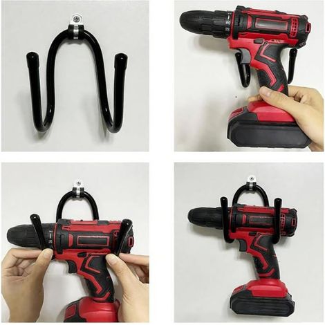 2 Supports Pour Tuyau D'Aspirateur,Support Pour Tête D'Aspirateur,Crochet Mural,Support Pour Aspirateur,Étagère De Rangement,Bross (1/4)