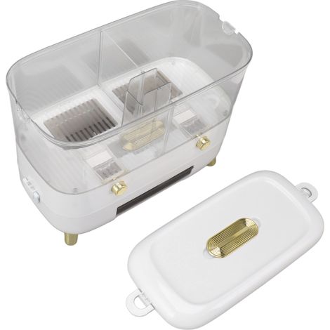 Boîte de conservation alimentaire compartimentée blanche, transparente et hermétique, pour riz, céréales, seau de 5000 ml, 2 compartiments. (1/5)