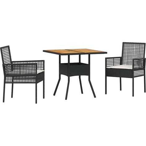 Maison Exclusive - Set da Pranzo per Giardino 3 pcs Nero polyrattan (1/5)