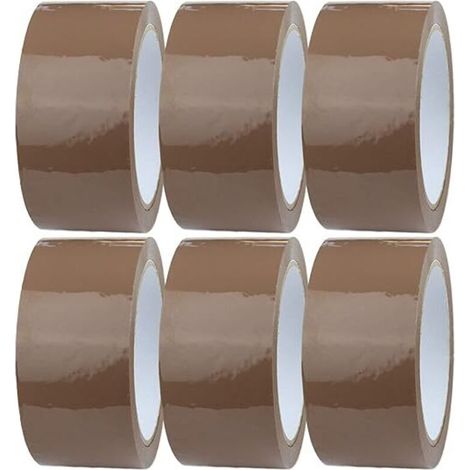 6 x Rouleau de Ruban Adhésif Marron 44mm x 100m Ruban Adhésif d'emballage pour des Boîtes, des Envois, Déménagement Ruban Adhésif Transparent pour Colis & Emballage