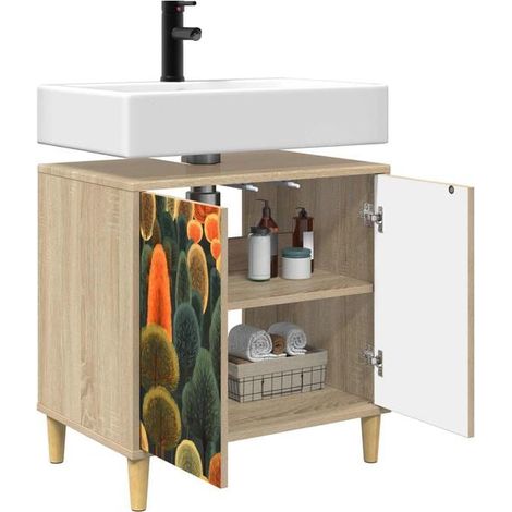 Meuble de Salle de Bain 60x40x60 cm avec Rangement, Design Moderne et Minimaliste, Armoire de Toilette Compacte pour Petit Espace (1/5)