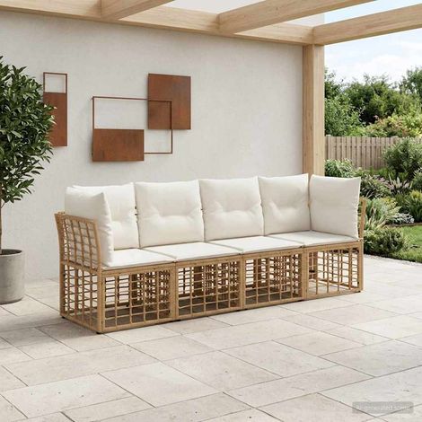 vidaXL  Outdoor Sofa Set  Natural Poly Rattan
