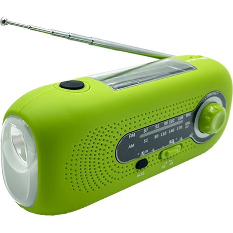 Filiyano-Radio d'urgence multifonctionnelle à manivelle avec cellules solaires 2000 mAh (verte) (1/4)