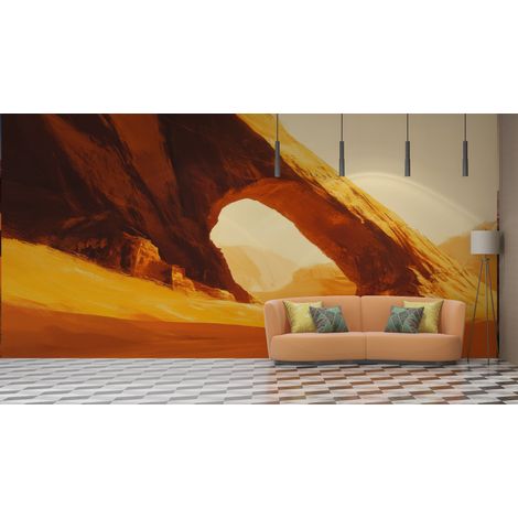 Papier peint déserts - arche rocheuse dorée - 150 x 250 cm (1/2)