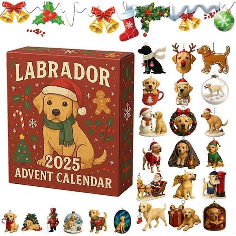 Calendrier de l'Avent surprise Labrador Retriever - Décoration de sapin de Noël pour les amoureux des chiens