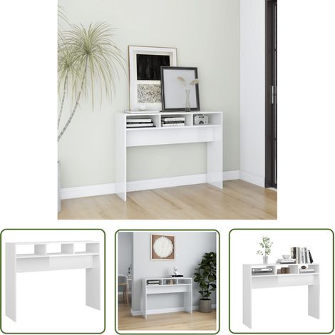 The Living Store Konsolentisch Hochglanz-Weiß 105x30x80 cm Holzwerkstoff - Konsolentisch - Flurtisch - Beistelltisch - Weißer Tisch - Wohnraumdeko (1/5)