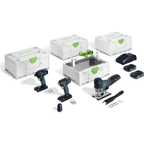 Festool – Pack de 3 outils électroportatifs 18V – Visseuse à chocs TID 18, perceuse-visseuse TXS 18, scie sauteuse PSC 420 – 4Ah, Systainer³ inclus (1/10)