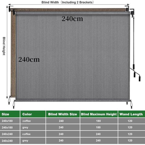 1 PC Auvent vertical,Store Vertical,HDPE Auvent de balcon (240x240cm,Gris)