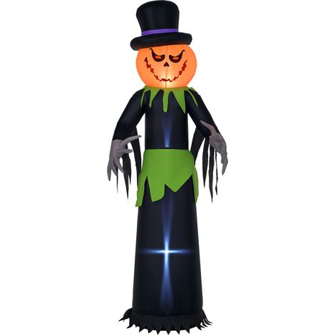 Outsunny 8FT Tall Halloween Inflatable Pumpkin Ghost in A Hat Decoration (1/5)