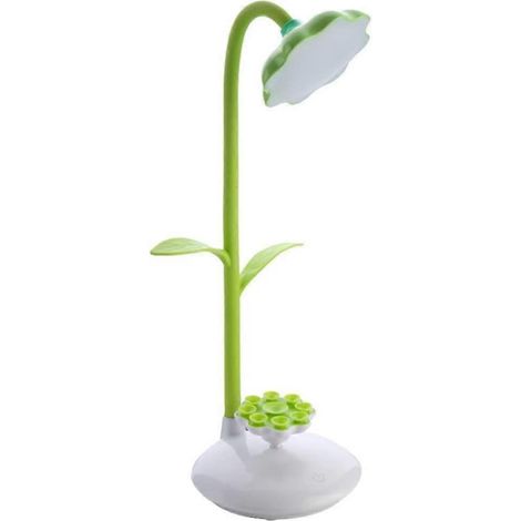 Lampe de bureau LED verte pour enfants, lampe de chevet avec lampe de lecture flexible, capteur tactile, rechargeable par USB et support de téléphone rotatif à 360° (vert) (1/5)