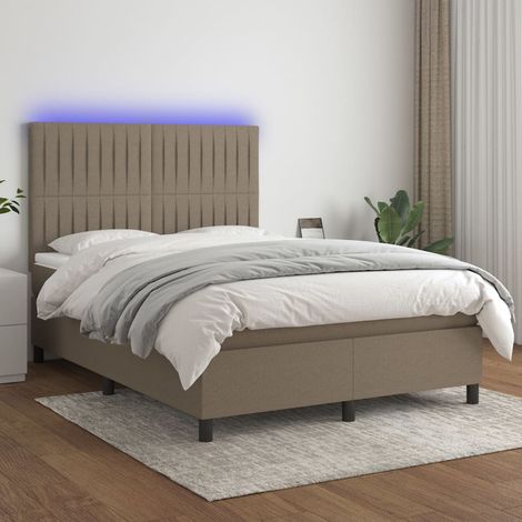 Boxspringbett mit Matratze & LED Taupe 140x200 cm Stoff (1/5)