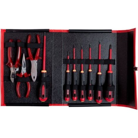 BAHCO - Jeu d'outils isolés pour électricien dans mallette pliable - 10 pcs