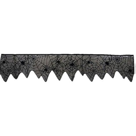 Chemin de table rectangulaire en tissu noir, motif toile d'araignée, pour décoration d'Halloween, 152 x 30 cm (60 x 12 pouces), 1 pièce. (1/5)