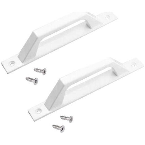 (Blanc) Poignée droite blanche en aluminium 2 pièces, adaptée aux portes coulissantes ou aux portes battantes de passage, pratique et confortable