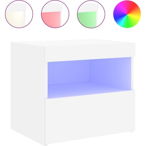 Comodino con luci LED con cassetto 50 x 40 x 45 cm MDF bianco DEC033170