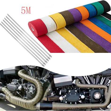 Ruban isolant de 5 mètres pour voiture et moto, avec revêtement en fibre de verre et imitation feuille de bananier. Couleur orange.