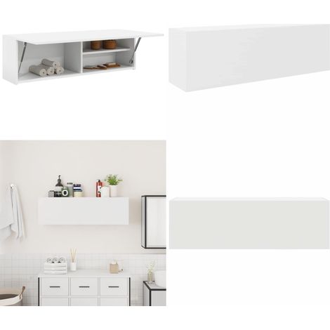 vidaXL Armoire murale de bain blanc 100x25x30 cm bois d'ingénierie (1/5)