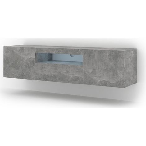 Mueble de TV AURA 150 cm colgante o con patas hormigón + LED (1/5)