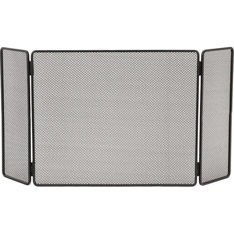 Le Marquier – Pare-feu cheminée acier trempé peint – Dimensions L 100 x H 50 cm – Protection contre chaleur et braises – 3 volets pour rangement facile