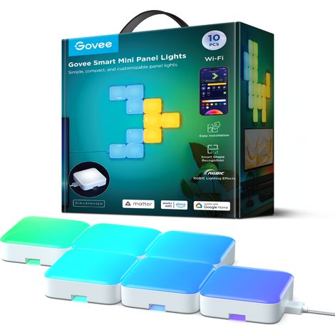 Govee - Smart Mini Panel Lights – 6 RGBIC LED Light Panels for Smart Home & Wall Lighting