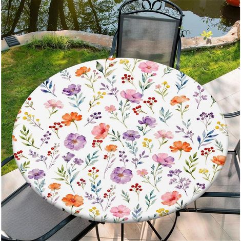 Outdoor Tischdecke 90cm rund, wetterfest & abwischbar mit Gummizug