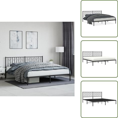 Cadre de lit métal sans matelas avec tête de lit noir 183x213cm - Cadre De Lit - Lit Double - Lit Metal - Lit Avec Têtedé Lit - Literie (1/5)