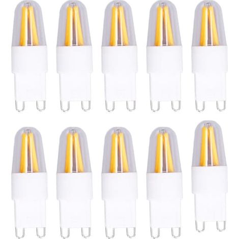 Lot de 10 ampoules LED G9 200 lm blanc chaud pour lustre, plafonnier et applique murale (220 V). (1/5)