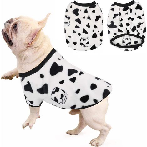 Chien chat vêtements ensemble pull manteau doux chaud corail polaire Pet vêtements d'hiver combinaison vêtements noir et blanc (1/3)