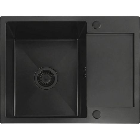 FREGADERO REA PAUL BLACK + GRIFO PARA COCINA FRESH BLACK (1/5)