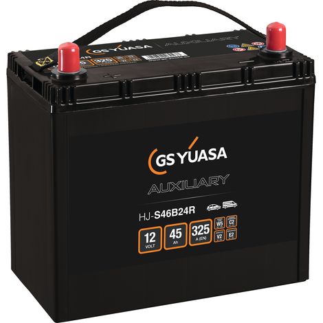 Yuasa – Batterie voiture 12V 45Ah HJS46B24R – CCA 325A – Dimensions 238x129x227mm – Technologie AGM (1/2)