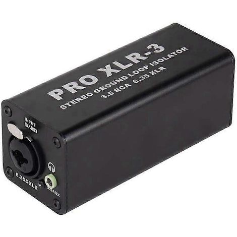 Isolateur de boucle de masse stéréo professionnel PRO XLR-3, compatible avec les entrées RCA 3,5 mm et XLR 6,35 mm, filtre anti-parasites et isolateur de bruit audio, facile à utiliser sur PC. WHBYV (1/4)