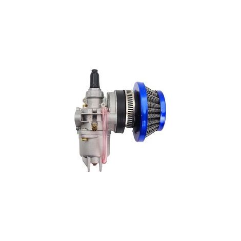 Carburateur Carb Carby + Acier 44mm Filtre à Air + Pile compatible avec 47cc 49cc Mini Moto Dirt Pocket Bike ATV Quad Go Kart Minimoto - Filtre bleu
