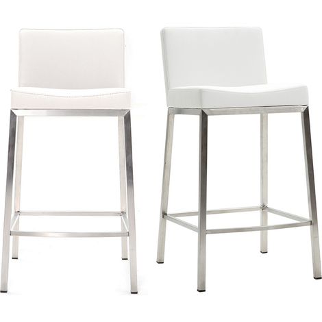 Taburete diseño 66cm blanco lote de 2 EPSILON