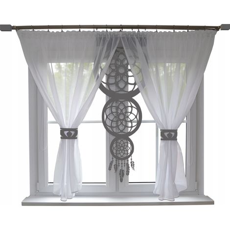 Moderner CATCH-Gardinenvorhang mit Lochmuster für das Wohnzimmer, 400 x 145 cm, grau