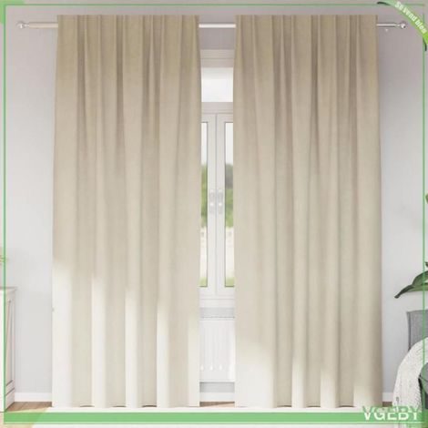 4107187 Rideaux occultants 2 pcs Crème 140 x 260 cm Velours (1/5)
