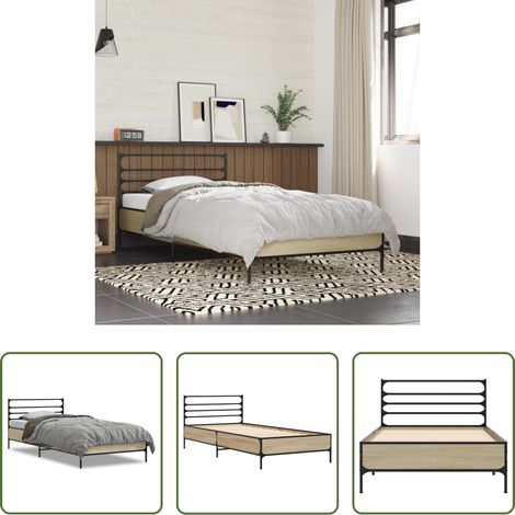 Lit chêne sonoma - Cadre de lit sans matelas chêne sonoma 90x200 cm (1/5)