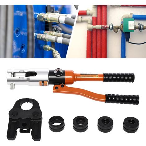 Profi Presszange U-Kontur, U16/U20/U25/U32 mm Formen Handpresse Presszange, Rohrpresszange Set mit um 360° drehbarem Kopf, Hydraulische Druckklemme für PEX-Rohre, Verbundrohr (1/5)