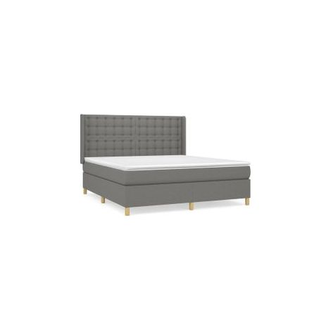 Sommier à lattes de lit avec matelas Gris foncé 180x200 Tissu (1/5)