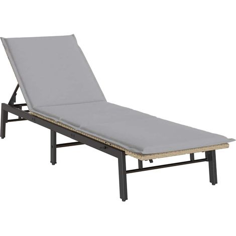 Maison Exclusive - Lettino Prendisole con Cuscini Beige in Polyrattan