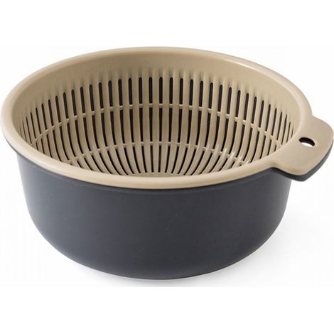 Panier à Légumes Double Étage avec Poignée Latérale - Drainage Rapide, Multifonction pour Fruits et Légumes de Cuisine Bleu (1/2)