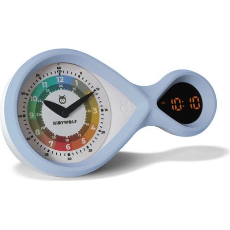 KIDYWOLF 418035 Sveglia digitale con display LED alimentazione USB colore Azzurro