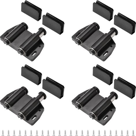 Lot de 4 loquets magnétiques pour porte en verre - Réglable - Sans cadre - Avec pince d'armoire - Convient pour porte en verre oscillante de 3 à 6 mm (blanc) (1/5)