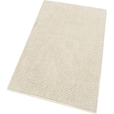 Tappeto Bagno Confortevole Scendiletto Morbido Antiscivolo Camera Letto Pelo Lungo Beige - 50x80 cm
