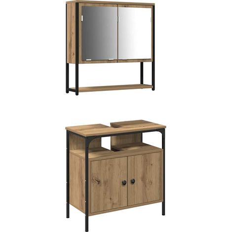 Maison Exclusive - Juego de muebles de baño 2 pcs Marrón Madera c