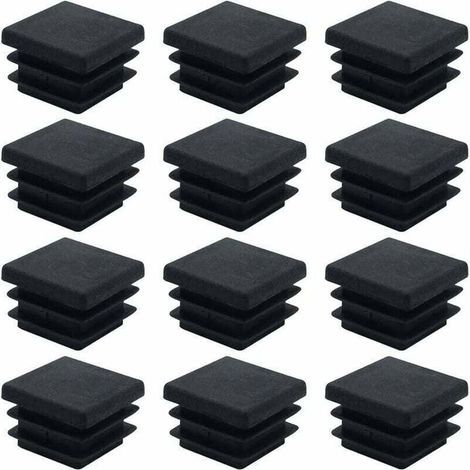 40 embouts carrés pour meubles, bouchons tubulaires carrés en plastique 20 mm x 20 mm, bouchons antidérapants, embouts rectangulaires noirs, bouchons à insérer, protections pour tubes de chaises de bu (1/4)