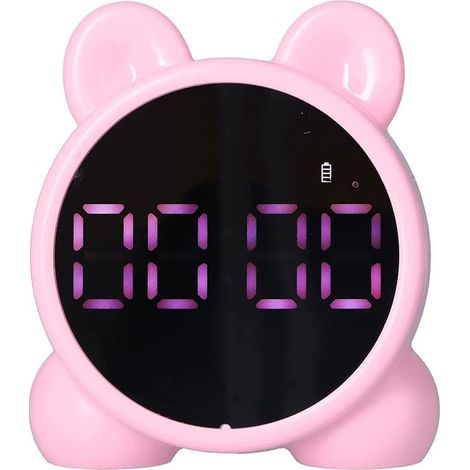 1 réveil numérique rose, réveil intelligent pour enfants avec affichage LED (1/4)