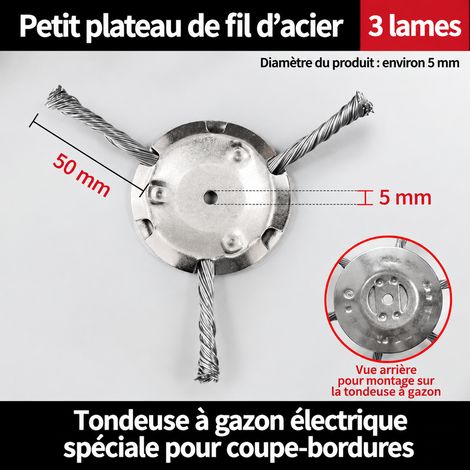 Disque tête de débroussailleuse à 3 fils d'acier alésage 5 mm pour coupe-bordure batterie 3 5mm 25 20 × 20 × 20 cm 140 g – Livraison gratuite