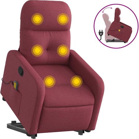 Maison Exclusive - Sillón reclinable de masaje elevable tela rojo